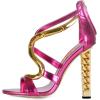 imageFSJ Women Flower Gold Metal Chain Chunky High Heels Ankle Strap Sandals Open Toe Fashion Summer Dressy Shoes Size 415 USHotpink S