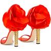 imageFSJ Women Flower Gold Metal Chain Chunky High Heels Ankle Strap Sandals Open Toe Fashion Summer Dressy Shoes Size 415 USOrange