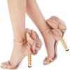 imageFSJ Women Flower Gold Metal Chain Chunky High Heels Ankle Strap Sandals Open Toe Fashion Summer Dressy Shoes Size 415 USPink