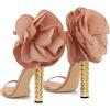 imageFSJ Women Flower Gold Metal Chain Chunky High Heels Ankle Strap Sandals Open Toe Fashion Summer Dressy Shoes Size 415 USPink