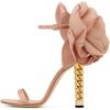 imageFSJ Women Flower Gold Metal Chain Chunky High Heels Ankle Strap Sandals Open Toe Fashion Summer Dressy Shoes Size 415 USPink