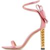 imageFSJ Women Flower Gold Metal Chain Chunky High Heels Ankle Strap Sandals Open Toe Fashion Summer Dressy Shoes Size 415 USPink Bows