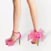 imageFSJ Women Flower Gold Metal Chain Chunky High Heels Ankle Strap Sandals Open Toe Fashion Summer Dressy Shoes Size 415 USPink Mesh
