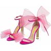 imageFSJ Women Flower Gold Metal Chain Chunky High Heels Ankle Strap Sandals Open Toe Fashion Summer Dressy Shoes Size 415 USPink Mesh