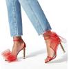 imageFSJ Women Flower Gold Metal Chain Chunky High Heels Ankle Strap Sandals Open Toe Fashion Summer Dressy Shoes Size 415 USRed Mesh