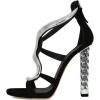 imageFSJ Women Flower Gold Metal Chain Chunky High Heels Ankle Strap Sandals Open Toe Fashion Summer Dressy Shoes Size 415 USSilver S