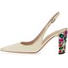imageFSJ Women Graceful Studded Crystal Heel Pumps Pointed Toe Chunky High Heel Back Strap Buckle Slingback Summer Party Dress Sandal Shoes Size 415 USChampagne