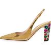 imageFSJ Women Graceful Studded Crystal Heel Pumps Pointed Toe Chunky High Heel Back Strap Buckle Slingback Summer Party Dress Sandal Shoes Size 415 USGold