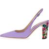 imageFSJ Women Graceful Studded Crystal Heel Pumps Pointed Toe Chunky High Heel Back Strap Buckle Slingback Summer Party Dress Sandal Shoes Size 415 USMedium Purple