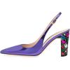 imageFSJ Women Graceful Studded Crystal Heel Pumps Pointed Toe Chunky High Heel Back Strap Buckle Slingback Summer Party Dress Sandal Shoes Size 415 USPurple