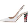imageFSJ Women Graceful Studded Crystal Heel Pumps Pointed Toe Chunky High Heel Back Strap Buckle Slingback Summer Party Dress Sandal Shoes Size 415 USSilver