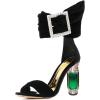 imageFSJ Women Open Toe Stylish Sandal Ankle Strap Chunky Block High Thick Heels Wedding Party Ballroom Prom Shoes US Size 415 USBlack