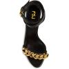 imageFSJ Women Open Toe Stylish Sandal Ankle Strap Chunky Block High Thick Heels Wedding Party Ballroom Prom Shoes US Size 415 USBlack Chain