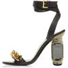 imageFSJ Women Open Toe Stylish Sandal Ankle Strap Chunky Block High Thick Heels Wedding Party Ballroom Prom Shoes US Size 415 USBlack Chain