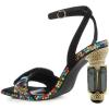 imageFSJ Women Open Toe Stylish Sandal Ankle Strap Chunky Block High Thick Heels Wedding Party Ballroom Prom Shoes US Size 415 USBlack Gems