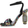 imageFSJ Women Open Toe Stylish Sandal Ankle Strap Chunky Block High Thick Heels Wedding Party Ballroom Prom Shoes US Size 415 USBlack Gems