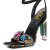imageFSJ Women Open Toe Stylish Sandal Ankle Strap Chunky Block High Thick Heels Wedding Party Ballroom Prom Shoes US Size 415 USBlack Gems Green Heel