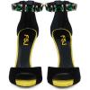 imageFSJ Women Open Toe Stylish Sandal Ankle Strap Chunky Block High Thick Heels Wedding Party Ballroom Prom Shoes US Size 415 USBlack Yellow