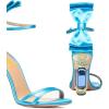imageFSJ Women Open Toe Stylish Sandal Ankle Strap Chunky Block High Thick Heels Wedding Party Ballroom Prom Shoes US Size 415 USBlue