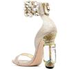 imageFSJ Women Open Toe Stylish Sandal Ankle Strap Chunky Block High Thick Heels Wedding Party Ballroom Prom Shoes US Size 415 USChampagne