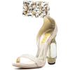 imageFSJ Women Open Toe Stylish Sandal Ankle Strap Chunky Block High Thick Heels Wedding Party Ballroom Prom Shoes US Size 415 USChampagne