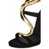 imageFSJ Women Open Toe Stylish Sandal Ankle Strap Chunky Block High Thick Heels Wedding Party Ballroom Prom Shoes US Size 415 USGold S