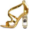 imageFSJ Women Open Toe Stylish Sandal Ankle Strap Chunky Block High Thick Heels Wedding Party Ballroom Prom Shoes US Size 415 USGolden S