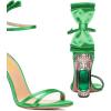 imageFSJ Women Open Toe Stylish Sandal Ankle Strap Chunky Block High Thick Heels Wedding Party Ballroom Prom Shoes US Size 415 USGreen Bow