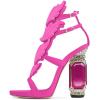 imageFSJ Women Open Toe Stylish Sandal Ankle Strap Chunky Block High Thick Heels Wedding Party Ballroom Prom Shoes US Size 415 USPink Flame