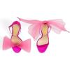 imageFSJ Women Open Toe Stylish Sandal Ankle Strap Chunky Block High Thick Heels Wedding Party Ballroom Prom Shoes US Size 415 USPink Mesh
