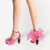 imageFSJ Women Open Toe Stylish Sandal Ankle Strap Chunky Block High Thick Heels Wedding Party Ballroom Prom Shoes US Size 415 USPink Mesh