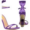 imageFSJ Women Open Toe Stylish Sandal Ankle Strap Chunky Block High Thick Heels Wedding Party Ballroom Prom Shoes US Size 415 USPurple Bow