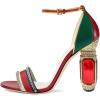 imageFSJ Women Open Toe Stylish Sandal Ankle Strap Chunky Block High Thick Heels Wedding Party Ballroom Prom Shoes US Size 415 USRed Green