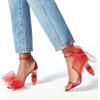 imageFSJ Women Open Toe Stylish Sandal Ankle Strap Chunky Block High Thick Heels Wedding Party Ballroom Prom Shoes US Size 415 USRed Mesh