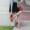 imageFSJ Women Open Toe Stylish Sandal Ankle Strap Chunky Block High Thick Heels Wedding Party Ballroom Prom Shoes US Size 415 USRed Orange