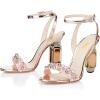 imageFSJ Women Open Toe Stylish Sandal Ankle Strap Chunky Block High Thick Heels Wedding Party Ballroom Prom Shoes US Size 415 USRose Gold