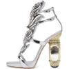 imageFSJ Women Open Toe Stylish Sandal Ankle Strap Chunky Block High Thick Heels Wedding Party Ballroom Prom Shoes US Size 415 USSilver