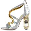 imageFSJ Women Open Toe Stylish Sandal Ankle Strap Chunky Block High Thick Heels Wedding Party Ballroom Prom Shoes US Size 415 USSilver S