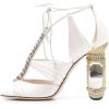 imageFSJ Women Open Toe Stylish Sandal Ankle Strap Chunky Block High Thick Heels Wedding Party Ballroom Prom Shoes US Size 415 USWhite