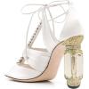 imageFSJ Women Open Toe Stylish Sandal Ankle Strap Chunky Block High Thick Heels Wedding Party Ballroom Prom Shoes US Size 415 USWhite