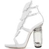 imageFSJ Women Open Toe Stylish Sandal Ankle Strap Chunky Block High Thick Heels Wedding Party Ballroom Prom Shoes US Size 415 USWhite Flame