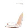 imageFSJ Women Open Toe Stylish Sandal Ankle Strap Chunky Block High Thick Heels Wedding Party Ballroom Prom Shoes US Size 415 USWhite Fur