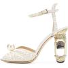 imageFSJ Women Open Toe Stylish Sandal Ankle Strap Chunky Block High Thick Heels Wedding Party Ballroom Prom Shoes US Size 415 USWhite Pearl