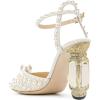 imageFSJ Women Open Toe Stylish Sandal Ankle Strap Chunky Block High Thick Heels Wedding Party Ballroom Prom Shoes US Size 415 USWhite Pearl