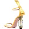 imageFSJ Women Open Toe Stylish Sandal Ankle Strap Chunky Block High Thick Heels Wedding Party Ballroom Prom Shoes US Size 415 USYellow Bow