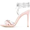 imageFSJ Women Strappy Ankle Wrap High Heels Sandals Open Toe Lace Up Cross Straps Stiletto Shoes Size 415 USPink