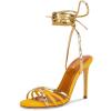 imageFSJ Women Strappy Ankle Wrap High Heels Sandals Open Toe Lace Up Cross Straps Stiletto Shoes Size 415 USYellow