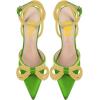 imageFSJ Womens Pointy Toe Stiletto High Heel Sandals Rhinestones Bowknot Ankle Strap Buckle Heeled Pump Lace Up Dress Party Shoes Size 415 USLime Green