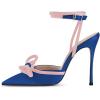 imageFSJ Womens Pointy Toe Stiletto High Heel Sandals Rhinestones Bowknot Ankle Strap Buckle Heeled Pump Lace Up Dress Party Shoes Size 415 USNavy