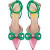 imageFSJ Womens Pointy Toe Stiletto High Heel Sandals Rhinestones Bowknot Ankle Strap Buckle Heeled Pump Lace Up Dress Party Shoes Size 415 USPink